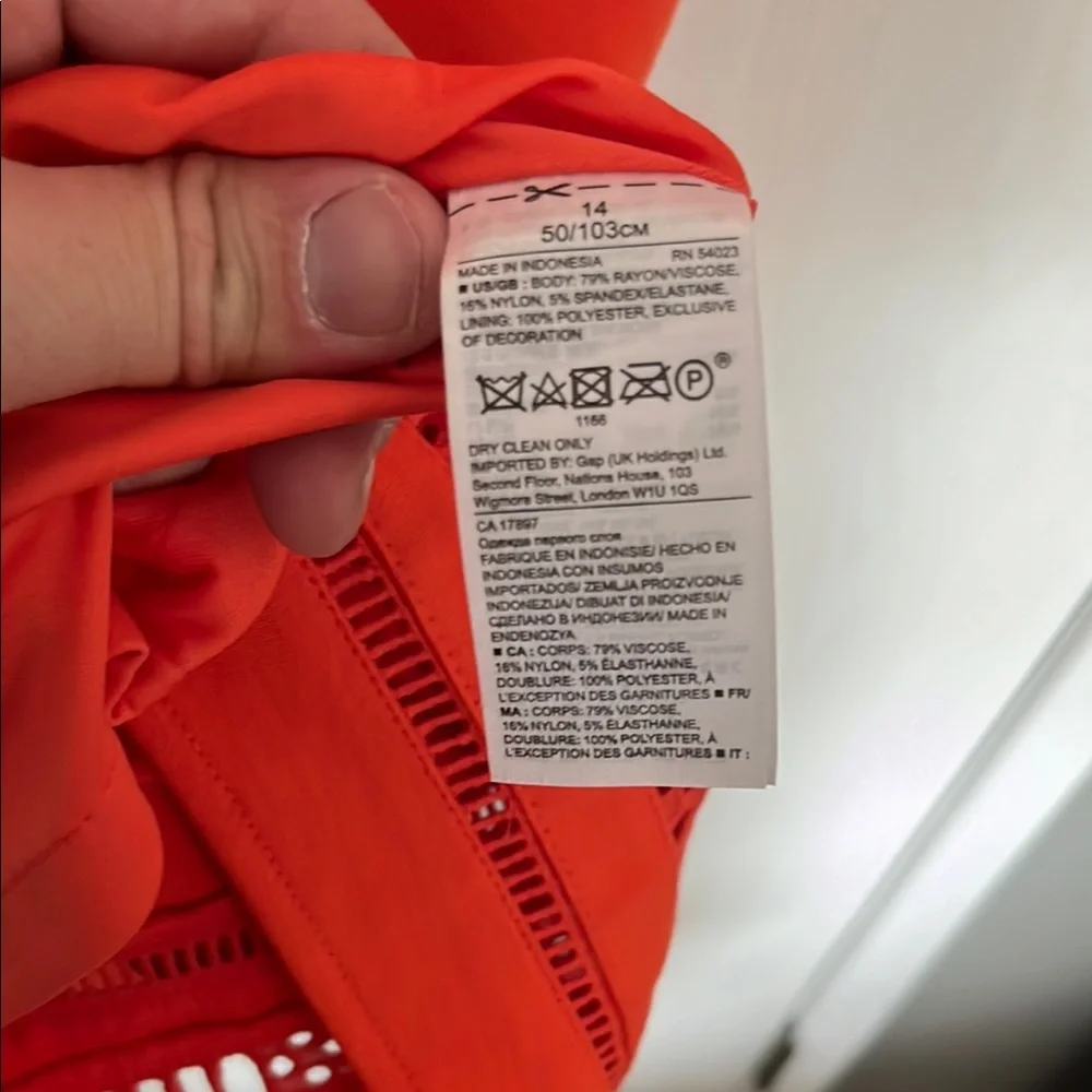Banana Republic orange Sleeveless V-Neck Midi Dress size 14 - Picture 6 of 6